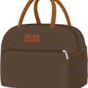 Coobiiya Lunch Bag Women, Lunch Box for Women Adult Men, Small Leakproof Cute Lunch Tote Large Capacity Reusable Insulated Cooler Lunch Container for Work/Office/Picnic/Travel-Brown