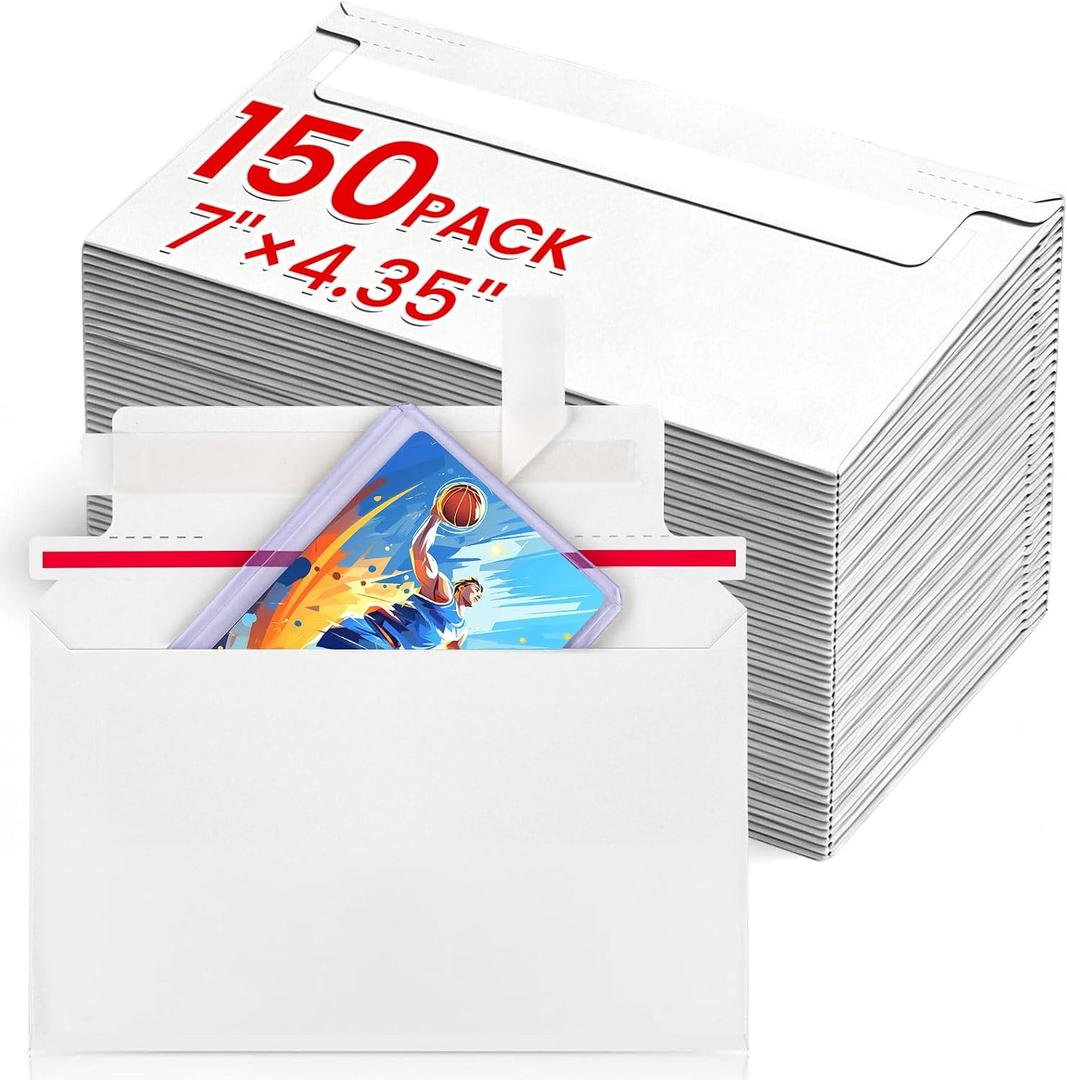 150 Pack Rigid Mailers, 7"x4.35" Trading Card Shipping Envelopes for Collectors & Sellers, Perfect Size Lightweight Shipping Envelopes for Toploaders and Semi-Rigid Holders,Protector Supplies