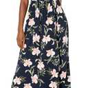 Amazon Essentials Women's Tank Waisted Maxi Dress (Large, Navy Tropical)