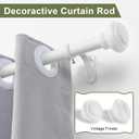 72-144 Inches Curtain Rods for Window, Vimayta 1 Inch Diameter Drapery Rod with Resin Finials, Ideal Adjustable Heavy Duty Single Curtains Rod for Bedroom, Living Room Decoration, Matte White