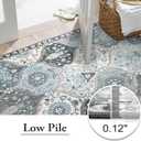 Lahome Moroccan Washable Area Rug 6x9, Ultra-Thin Large Living Room Rugs for Bedroom, Oriental Trellis Distressed Non Shedding Throw Carpet for Dining Room Office Elise, Blue