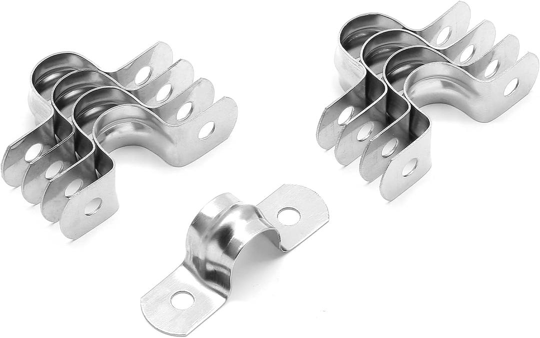 30Pcs 1/2 Inch Stainless Steel Conduit Clamps, Two Hole Strap U Bracket Rigid Pipe Strap Metal U Clamp Conduit Strap Tension Clips U-tube Clamp Heavy Duty