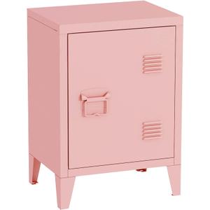 MIOCASA Metal Nightstand Modern End Side Table Steel Bedside Storage Cabinet with Shelf Easy Assembly for Living Room Bedroom (Pink)