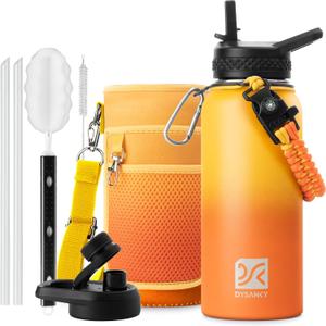 DYSANKY 32 oz Insulated Water Bottle | Upgraded Thickened Stainless Steel Water Jug for Gym and Hiking with Straw, Carrier Bag, Handle Strap | BPA-Free 32 oz