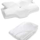 Elviros Cervical Memory Foam Pillowcase (No Filler) (White)