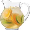 Libbey Acapulco Large Glass Pitcher Set of 2, 89 Oz, Clear, Tall Bubble Glass Pitchers with Handle, Modern Pitcher Set for Iced Tea, Punch, and More