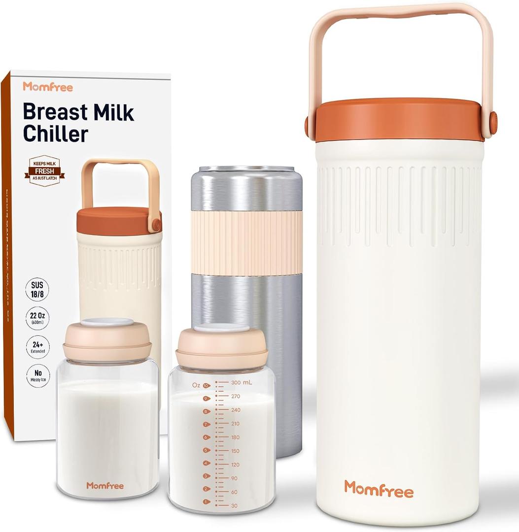 22oz Portable Breast Milk Cooler for Breastmilk, Liquid Gold Saver 360° Cooling Keeps Milk Fresh for 24 Hours, Larger Capacity Breastmilk Chiller with 2pcs Bottles for Outdoor Mom