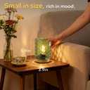 LUSHARBOR Battery Operated Table Lamp, Small Green Glass Lamp Bedside Decor Ambient, Cordless Table Lamp for Bookshelf Desk Living Room Entryway Dorm Wave Design-Green