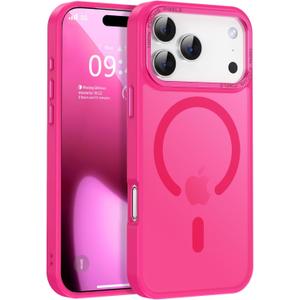 Newfuture Magnetic for iPhone 17 Pro Case [Compatible with Magsafe] [Military Grade Drop Protection] Translucent Matte Anti-Scratch Shockproof Protective Phone Cover 6.3 Inch, Hot Pink