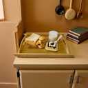 Bamboo Serving Tray Rectangle Platter Breakfast Dinner Food Bed Tray for Eating Kitchen Restaurants (1, 17.3" x 11.8" x 1.2" (with Handle))