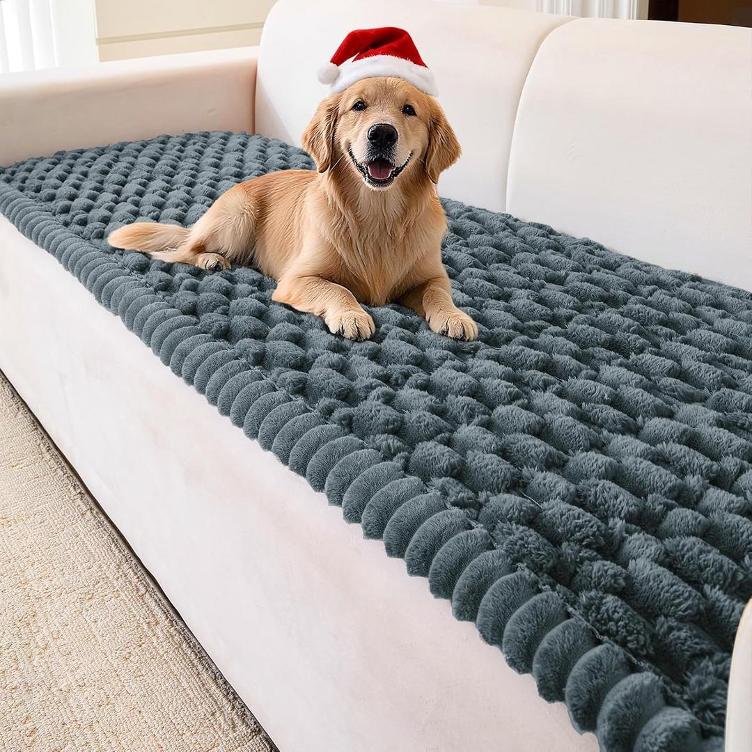 Couch Cover for Dogs Washable,Non Slip Fuzzy Durable Couch Covers for 3 Cushion Sofa Pet Friendly Sofa Cover Dog Thick Soft Slipcovers Protector Couches Mat Bed (Grey, 27.6" x 59"/70 x 150cm)