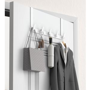 KitchLife Over The Door Hooks Hanger with Extended Arms for Easy Use by Women, Fits 1 3/4" Doors, L18U - Bathroom Accessories and Towel Rack Organization - 1 Pack, White