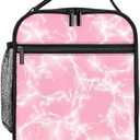 Knobcar Lightning Pink Lunch Bag Kids Insulated Lunch Box for Girls Boys Women Men Reusable Insulated Lunch Box with Side Pocket Cooler Tote Bag Lunchbox for School Work Picnic Hiking