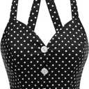 Vintage Tops for Women 1950s Polka Dot 50s Pin up Rockabilly Top Halter V Neck Pinup Retro Tops 50's Vintage Blouses Tank Top (Black, S)