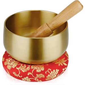 Tibetan Singing Bowl Set - 4 Inch Sound Bowls with Wooden Mallet and Cushion, Mini Meditation Bowl for Yoga, Mindfulness, Chakra Healing, Stress Relief, Bath Relaxation