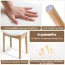 Square Linen Makeup Stool Small Ottoman Stool Chair for Vanity, Modern Padded Seat Foot Rest for Makeup Room, Bathroom (Classic-Beige)