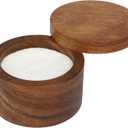 Acacia Wood Salt Cellar Bowl Box, Elegant Salt Container with Swivel Magnetic Lid for Keeping Table Salt, Bath Salt, Sea Salt, Peppers, Herbs or seasonings, One piece Wood No Glue