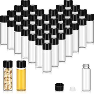 Lallisa 80 Pcs 5 ml Small Glass Vials with Screw Caps and Plastic Stopper Anointing Oil Sample Clear Bottles Leakproof for Liquids Aromatherapy Fragrance Lightweight Perfume Travel (Black)