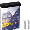 Outdoor Brochure Holder 8.5" x 11" with Lid Acrylic Wall Mount Flyer Box with Self Closing Lid Waterproof Clear Heavy Duty with Screw for Real Estate Flyer Document Pamphlet Display(Black)