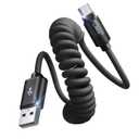 LISEN Coiled USB C Cable, 2 Pack for Android Auto & CarPlay Cable, 4FT Short USB A to USB C Cable Compatible with iPhone 16/15, Samsung Galaxy S25/S24/S23 A15/A14, Google Pixel 9/8, Moto, TCL-Black