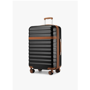Kono Expandable 28 - Inch Large Checked Luggage: ABS+PC Hardside Trolley Travel Case - Hard Shell Suitcase with TSA Lock, Black Brown