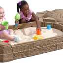 Step2 Naturally Playful Sandbox II, Kids Sand Activity Sensory Play Pit, Summer Outdoor Toys, 7 Piece Water Toy Accessories, for Toddlers 1+ Years Old
