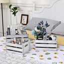 Storage Crates 3 Pcs Wooden Crates Decorative Boxes,Nesting Storage Container Rustic White,Boxes for Storage, Display,Decor