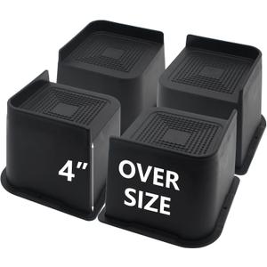 Bed Risers 4 inch Heavy Duty, 4 Pack Oversized Furniture Risers 6 inch, Black Bed Lifts Risers for Table, Sofa, Chair, Couch, Desk, Bed Frame Risers Supports Up to 6,500 Lbs