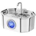 Cat Water Fountain Stainless Steel 108oz/3.2L, APAUK Automatic Pet Fountain Dog Water Dispenser with Water Level Window, Quiet Cat Fountain for Drinking, Inside with Replacement(2 Filters&2 Sponges)