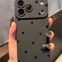 for iPhone 17 Pro Max Case 6.9 Inch 2025, Aesthetic Hearts Goth Phone Case for Women Girls Men, Silicone Protective Phone Cover for iPhone 17 Pro Max, Black Hearts