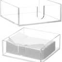 QWORK Clear Acrylic Napkin Holder, Durable 5 x 5" Beverage & Cocktail Napkin Dispenser with U-Shaped Cutout for Removal, Polished Sides, and Rounded Corners, 2 Pcs