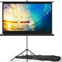 Projector Screen with Stand 60 inch - Indoor and Outdoor Projection Screen for Movie or Office Presentation - 16:9 HD Premium Wrinkle-Free Tripod Screen for Projector with Carry Bag and Tight Straps (Black)