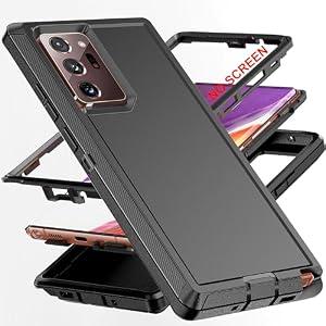 AYMECL for Note 20 Ultra Case, Samsung Note 20 Ultra Case [Military Grade] 3 in 1 Full Body Shockproof Dust/ Drop Proof Heavy Duty Protection Cover, for Samsung Galaxy Note 20 Ultra 6.9 Inch, Black