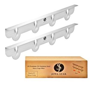 JS 316 Stove Gap Covers Stainless Steel (2 Pack,23.4") Heat-Resistant Oven Gap Filler Seals Gaps Between Stovetop & Counter, Stove Gap Guards, Kitchen Stove Counter Cover, Easy to Clean Range Trim Kit