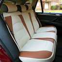 FH Group Car Seat Cover for Back Seat Beige Brown Faux Leather - Universal Fit, Rear Seat Covers for Cars with Rear Split Bench, Car Seat Cushions, Car Interior Accessories for SUV, Sedan, Van (Beige Tan)