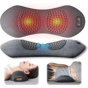 3 in 1 Back Massager, Triple Fusion Back Massager for Sciatica, with Electric Traction Lifting & Heat Compress, All-Round Support, Relieve Neck/Shoulder Discomfort (Gray)