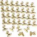 Boao 100 Pieces Mini Metal Clips Hinge Clips for Photos, Maps, Drawings, Art Work, Papers, Price Tag, 0.87 Inch (Light Gold)
