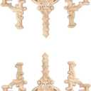 2 Pack Decorative Wood Carved Appliques Onlays, 7.9 x 9.4inch Unpainted Solid Wood Carving Decal for Furniture Cabinet Door Center Bed Mirror Dressers Wardrobe Closet DIY Decoration