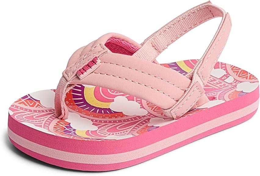 REEF Little Ahi Unisex-Child Beach Flip Flop, Soft Cushion Footbed, Water Friendly, Backstrap
 (13 Big Kid, Candyland)