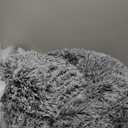 JOLLYVOGUE Calming Dog Beds Large Sized Dog, 36in Donut Washable Large Pet Bed, Anti-Slip & Anti-Anxiety Fluffy Faux Fur Round Dogs Bed, Fits up to 80 lbs Pets (Smoke Black) (Dark Grey)