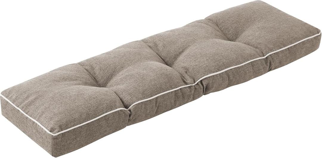 Bench Cushions for Outdoor Furniture, 42 x 16 Inch Outdoor Bench Cushion, Patio Bench Cushion with Durable Ties, Long Patio Seat Cushions for Garden, Indoor, Kitchen&Dining, Khaki 