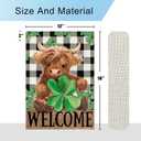 DLZDN Welcome St Patricks Day Highland Cow Garden Flag 1218 Inch Double Side Vertical Burlap Farmhouse Yard Sign Spring Holiday Outdoor Decoration