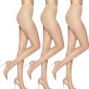L'eggs Sheer Energy Medium Support Women's Compression Tights, Control Top, Sheer Toe, Nude, Size Q (Pack of 3)