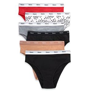 Hanes Originals Women's Underwear Hi-Leg Pack, Stretch-Cotton Hi-Leg Panties, Basic Assorted Colors, 6-Pack M