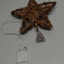 Christmas Star Tree Toppers Rattan Natural Xmas Tree Topper Lighted with 10 Inch 50led Warm White Lights, Rustic Star Treetop for Christmas Ornament Indoor Party Decoration