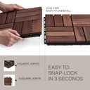 THYOI Premium Deck Tiles, Patio Flooring - Outdoor Waterproof Acacia Wood Tiles for All Weather Use - Balcony, Backyard, Indoor & Outdoor (Square Ft) (10, Dark Brown, 12S)