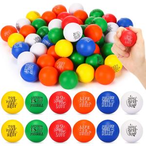 Leyndo 200 Pack Stress Balls Bulk Motivational Stress Relief Colorful Foam Squeeze Balls with Inspirational Quotes for Adults Teens Kids Relief Encouraging (Dark, Round)