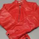 Women's Faux Leather Jacket Cropped Leather Jacket Women Bomber Motorcycle Jacket y2k Small