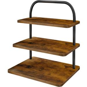 Cupcake Stand, 3 Tier Large Cupcake Stand Rustic Stepped Cupcake Display Stand Square Wood Dessert Table Display Set Cupcake Tower Tiered Tray Stand for Wedding Birthday Graduation (Brown)