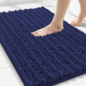 Smiry Bathroom Rugs Mat 30x20, Extra Soft Absorbent Chenille Bath Rugs, Non Slip Rubber Backing Machine Washable Quick Dry Bath Mats for Bathroom Floor, Tub, Shower, Home Decor Accessories, Deep Blue